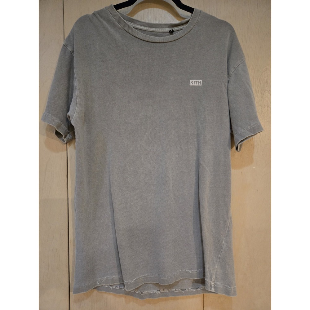 Kith Classic Logo T Shirt Mens M Gray Box Logo Distressed Cotton Streetwear